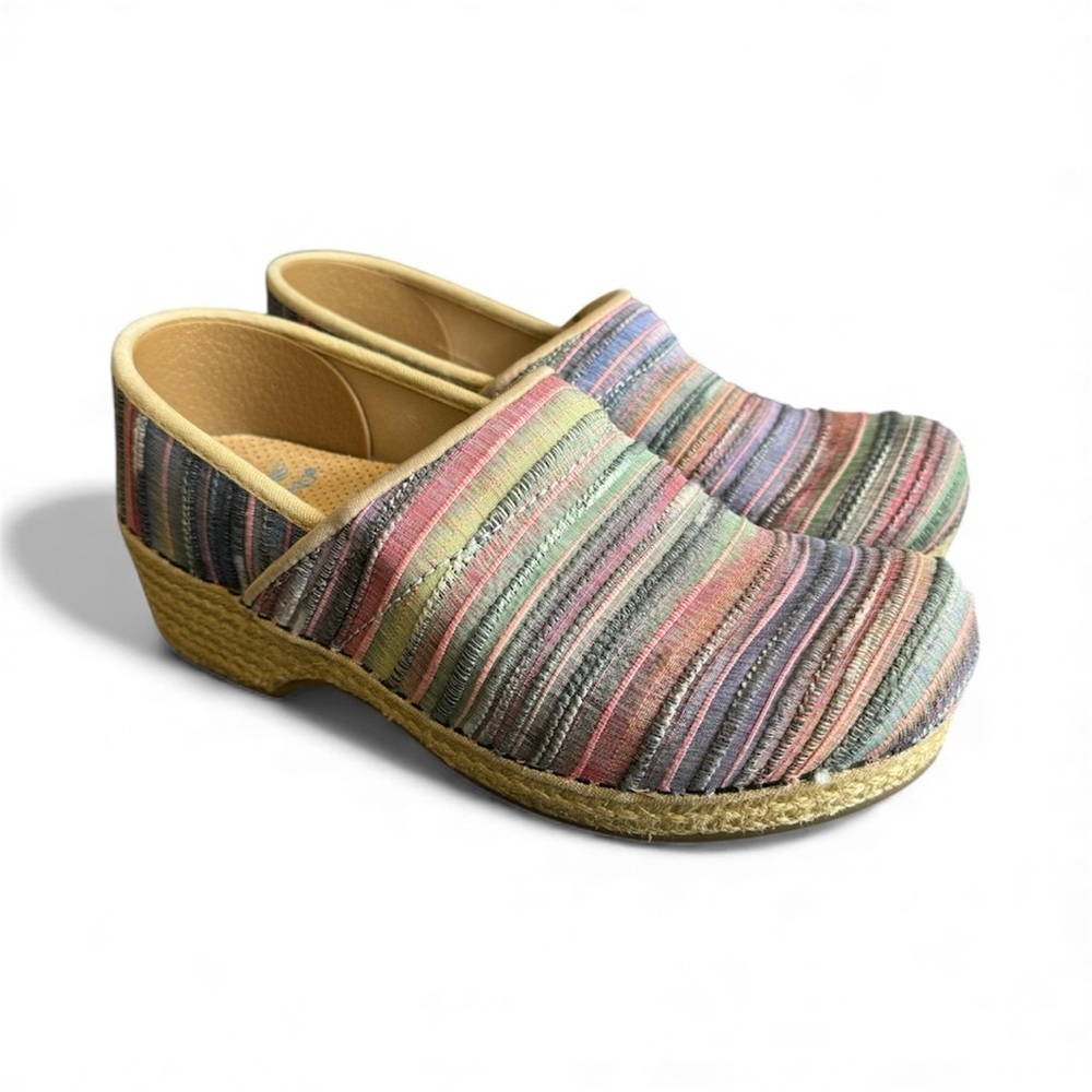 Dansko Clogs Jute Pro Colorful Stripe Comfort‎ Shoes Womens 36